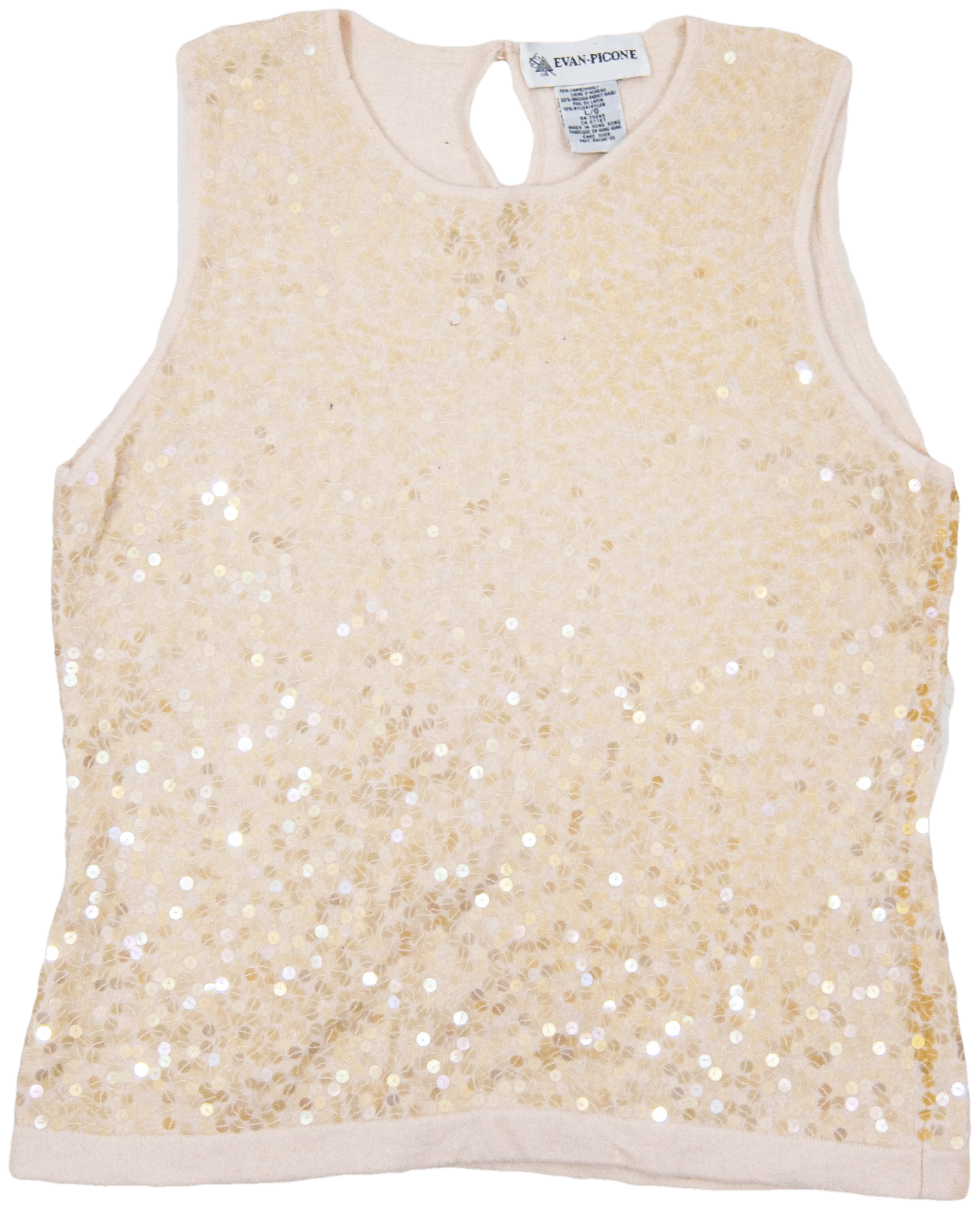 00's Pink Sequin Wool Tank by Evan Picone