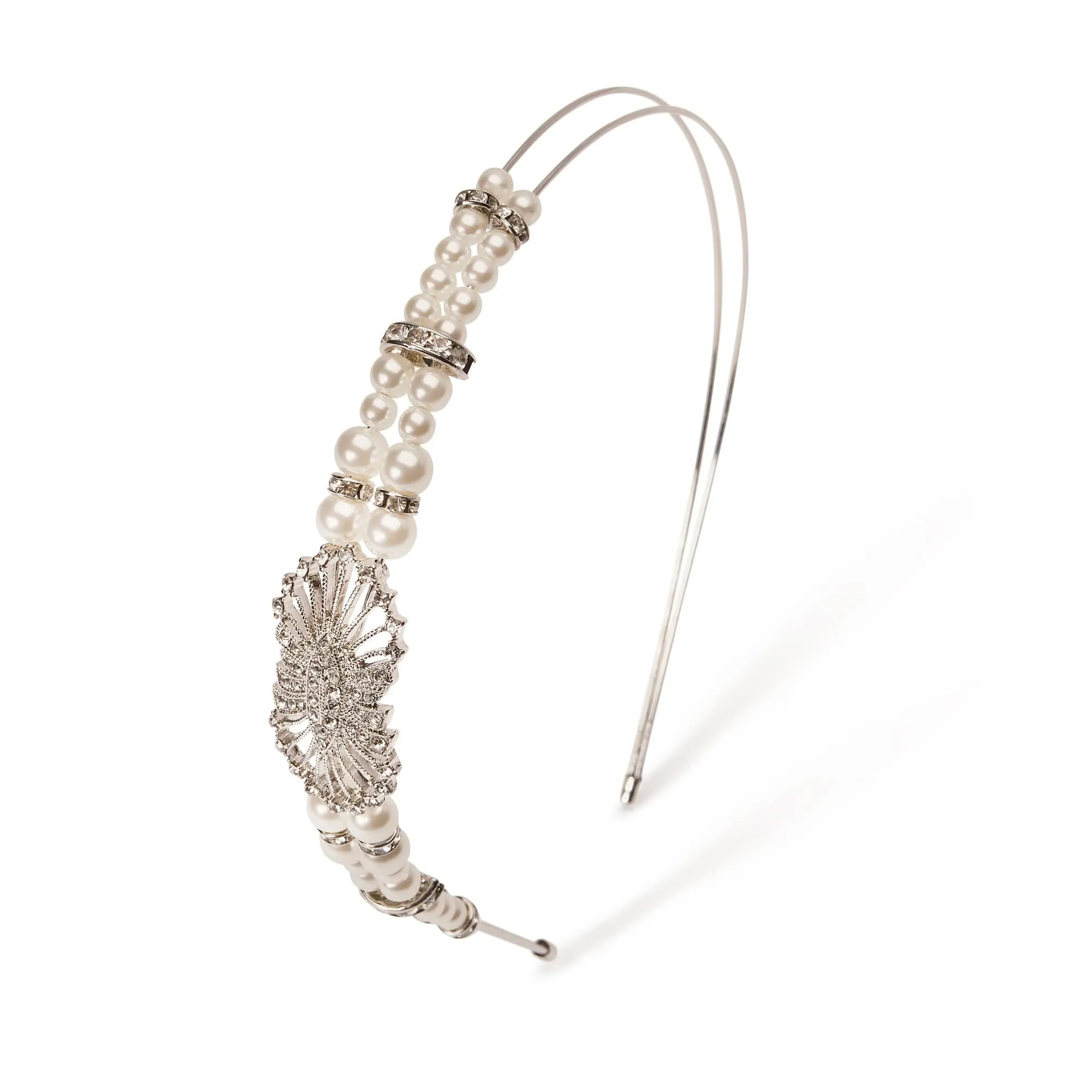 1920s Deco Bridal Pearl Headband: Crystal Bridal Hair Accessory