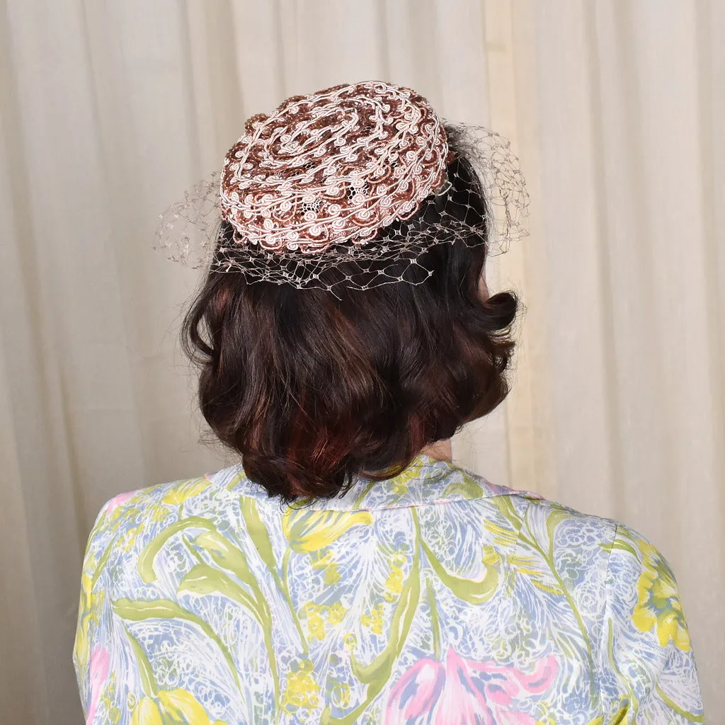 1950s Pink Sequin Cap Hat