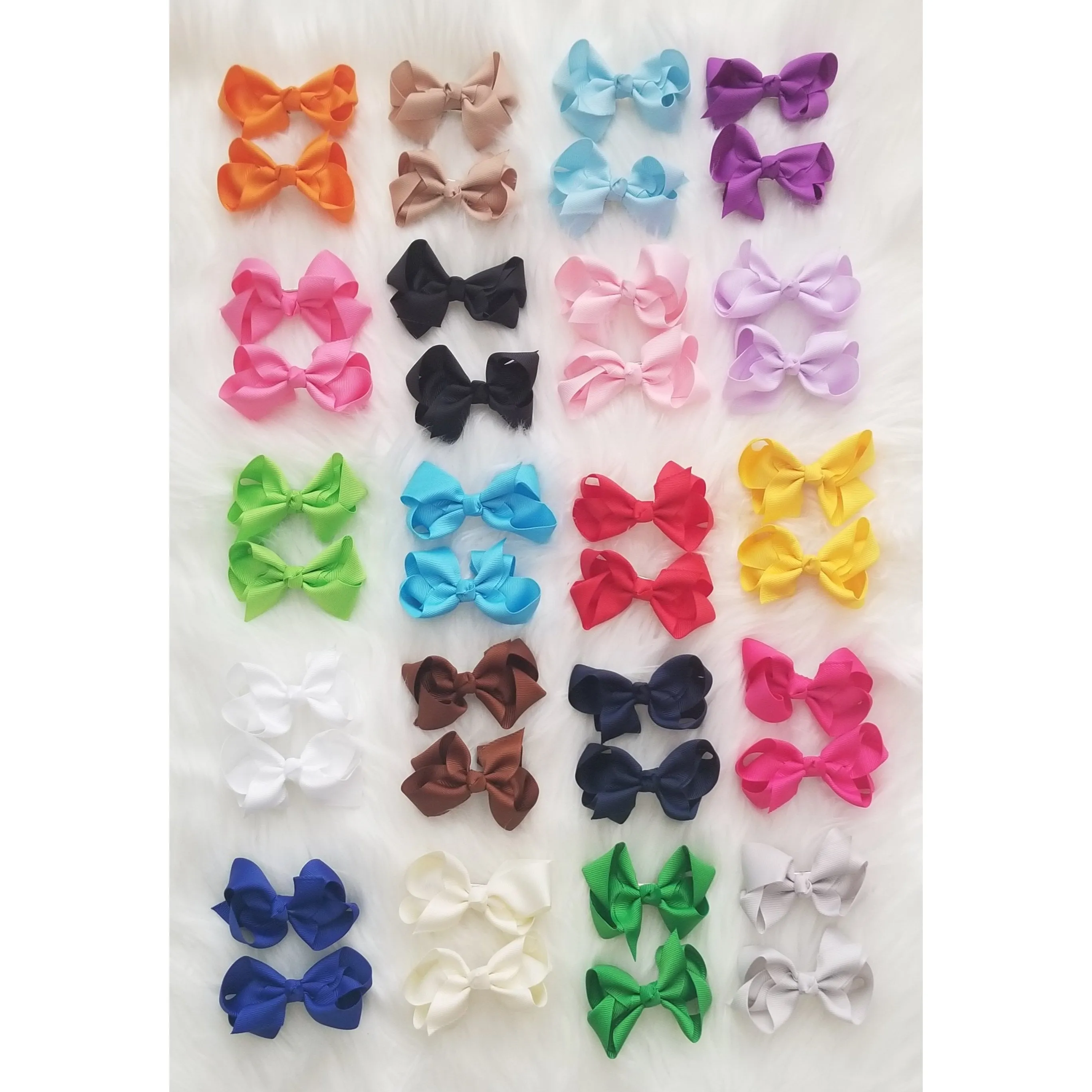 (2) 3 Inch Grosgrain Solid Color Bows with Alligator Clips