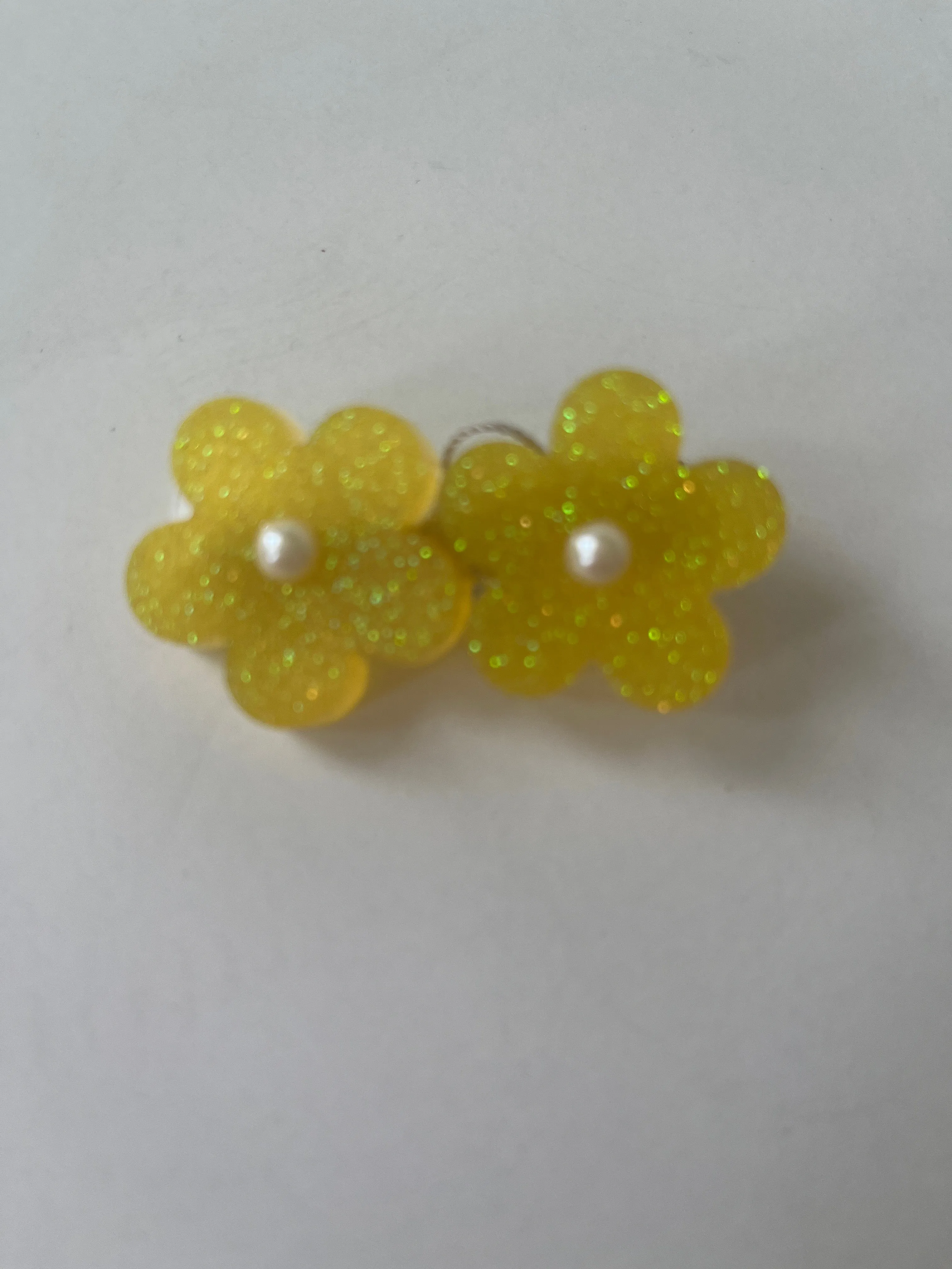 2 flowers resin hair clips