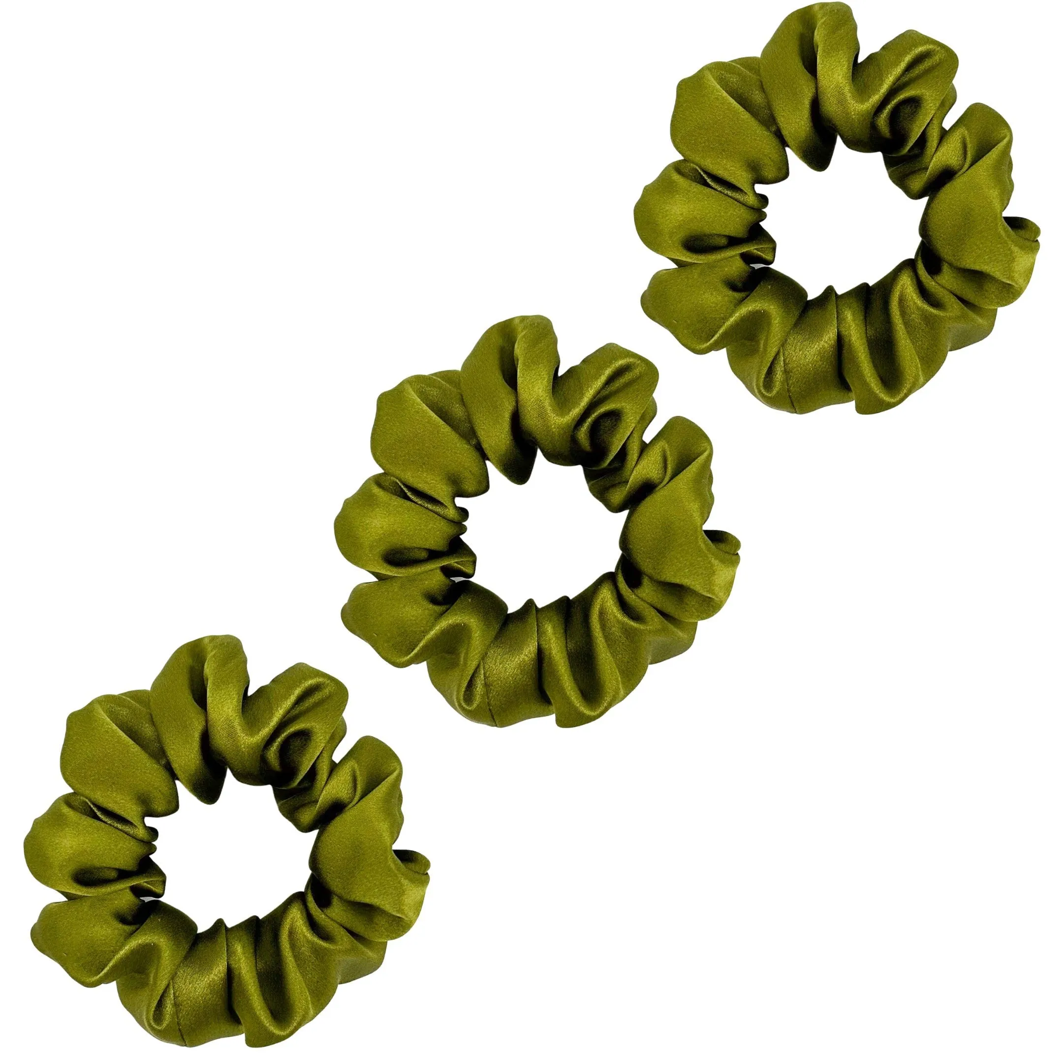 3 Pack Premium Mulberry Silk Scrunchies - Emerald - Medium