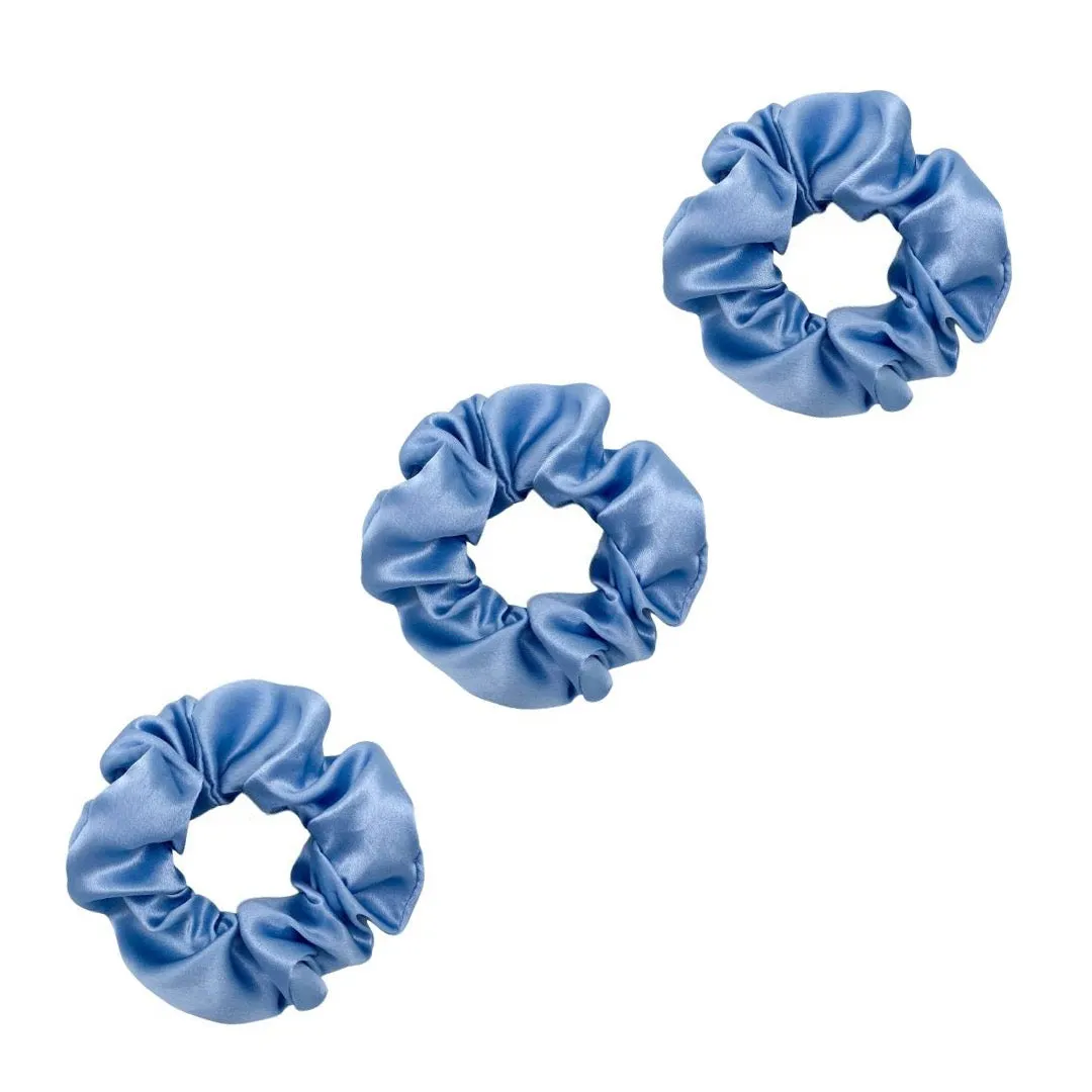 3 Pack Premium Mulberry Silk Scrunchies - Emerald - Medium