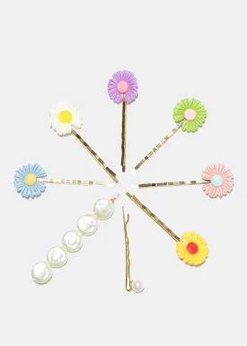 3 Piece Flower & Pearl Hair Pins