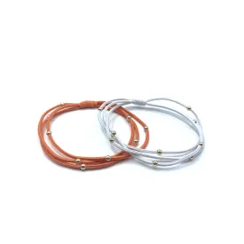 3mm Gold Water Pony Waterproof Bracelet Hair Bands in Orange and White (#7)