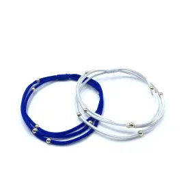 3mm Gold Water Pony Waterproof Bracelet Hair Bands in Royal Blue and White (#16)