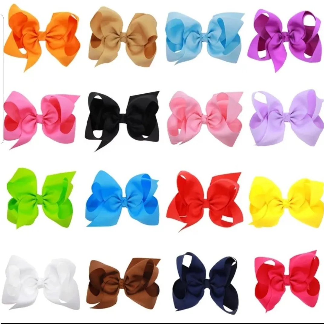 6 Inch Grosgrain Solid Color Bows with Alligator Clips