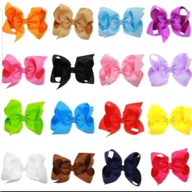 6 Inch Grosgrain Solid Color Bows with Alligator Clips