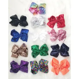 7 Inch Sequin Bows w Alligator Clips