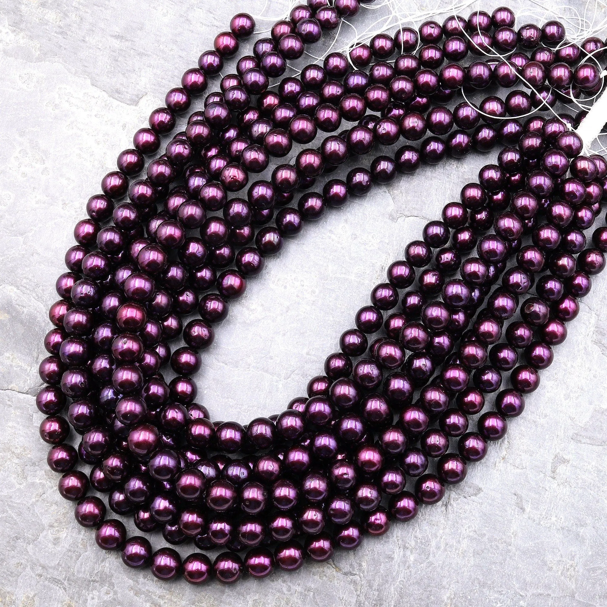 AAA Genuine Berry Purple Pearl Freshwater Pearl 10mm Round Iridescent Classic Pearl 15.5" Strand