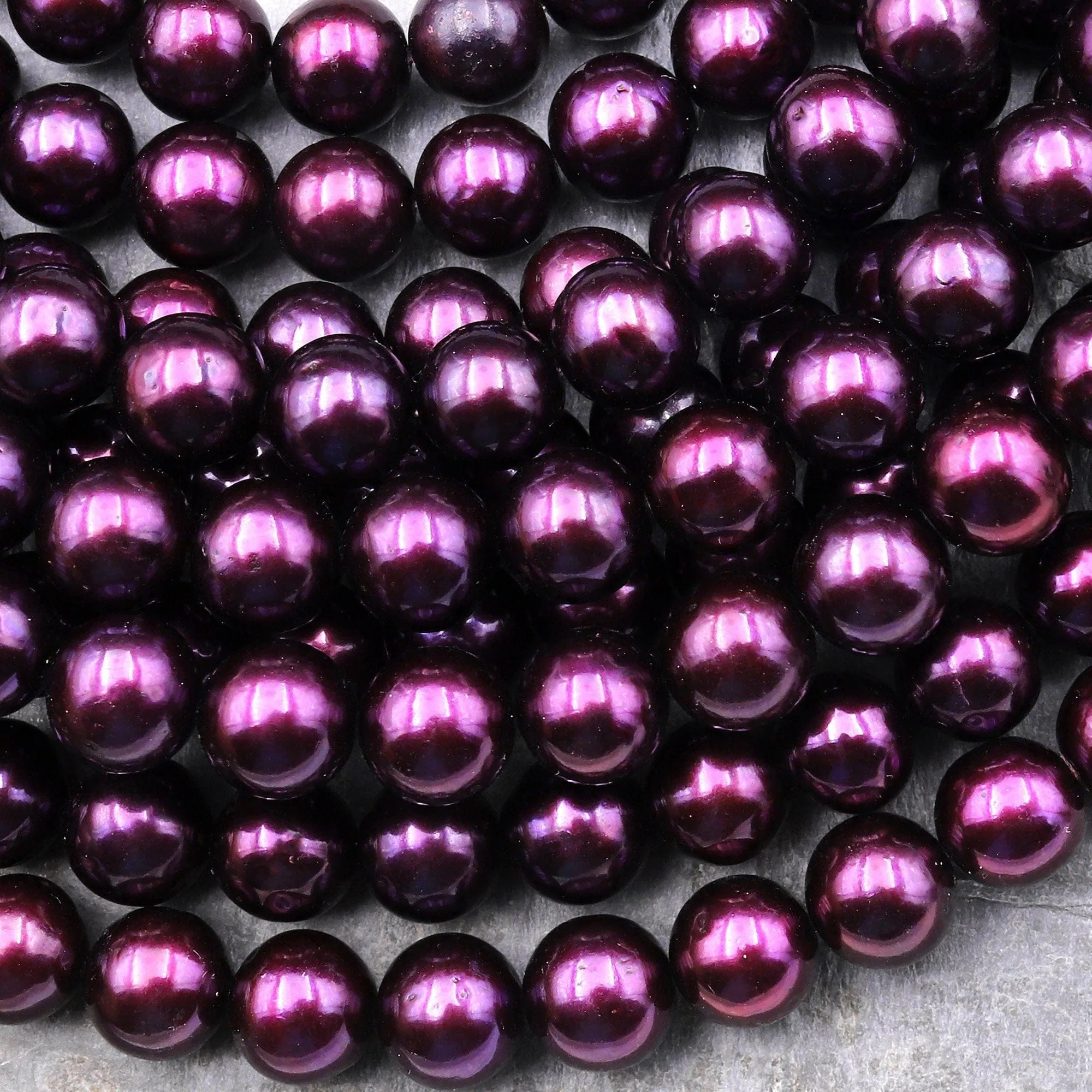 AAA Genuine Berry Purple Pearl Freshwater Pearl 10mm Round Iridescent Classic Pearl 15.5" Strand