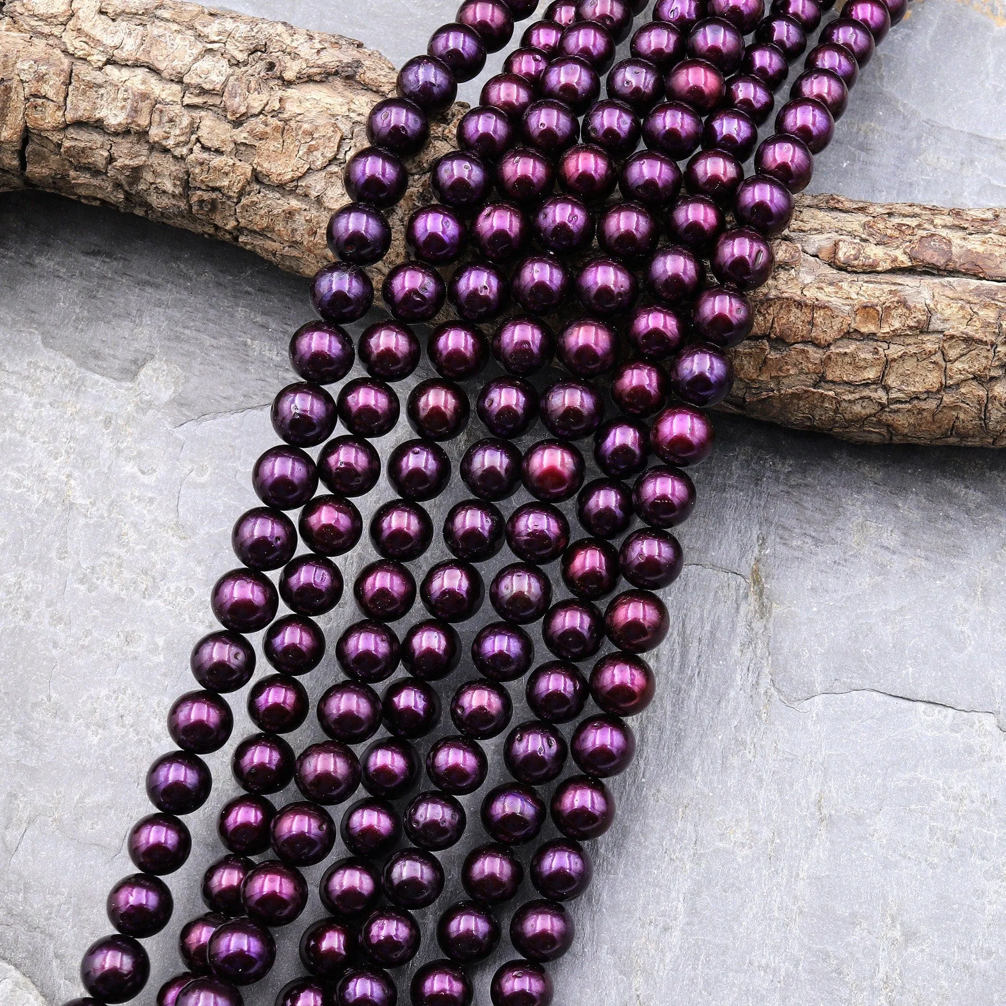 AAA Genuine Berry Purple Pearl Freshwater Pearl 10mm Round Iridescent Classic Pearl 15.5" Strand