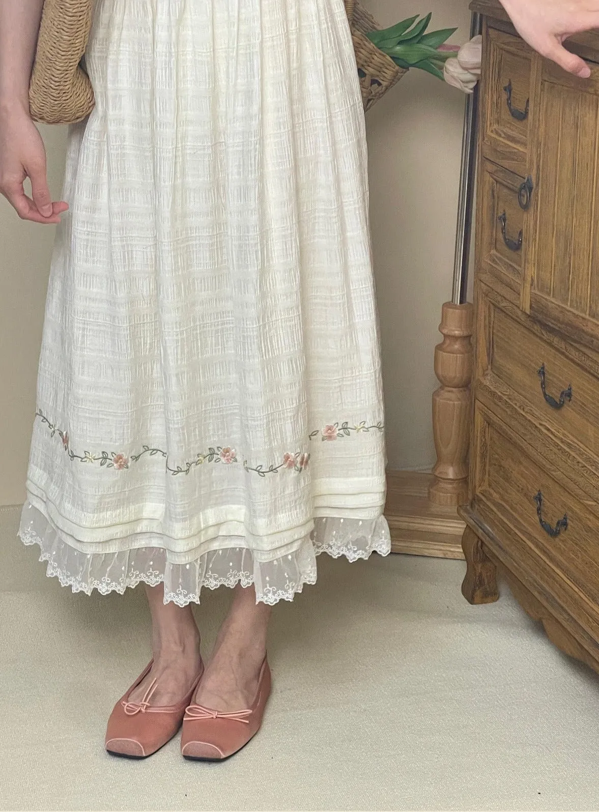 Abbie Cottage Fairy Dress with Floral Embroidery