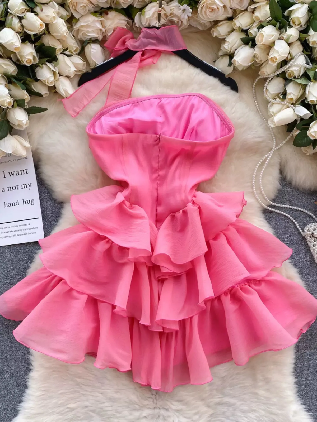 Accolade-Winning Pink Ruffle Party Dress with Satin Bows