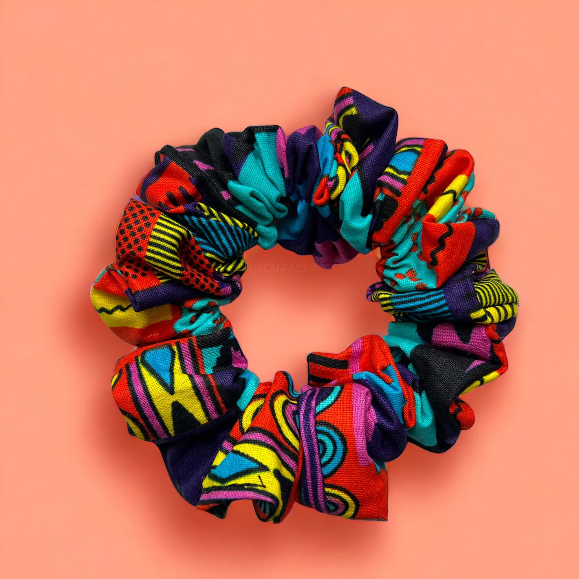 African print Scrunchie - Hair Accessories - Purple / pink kente