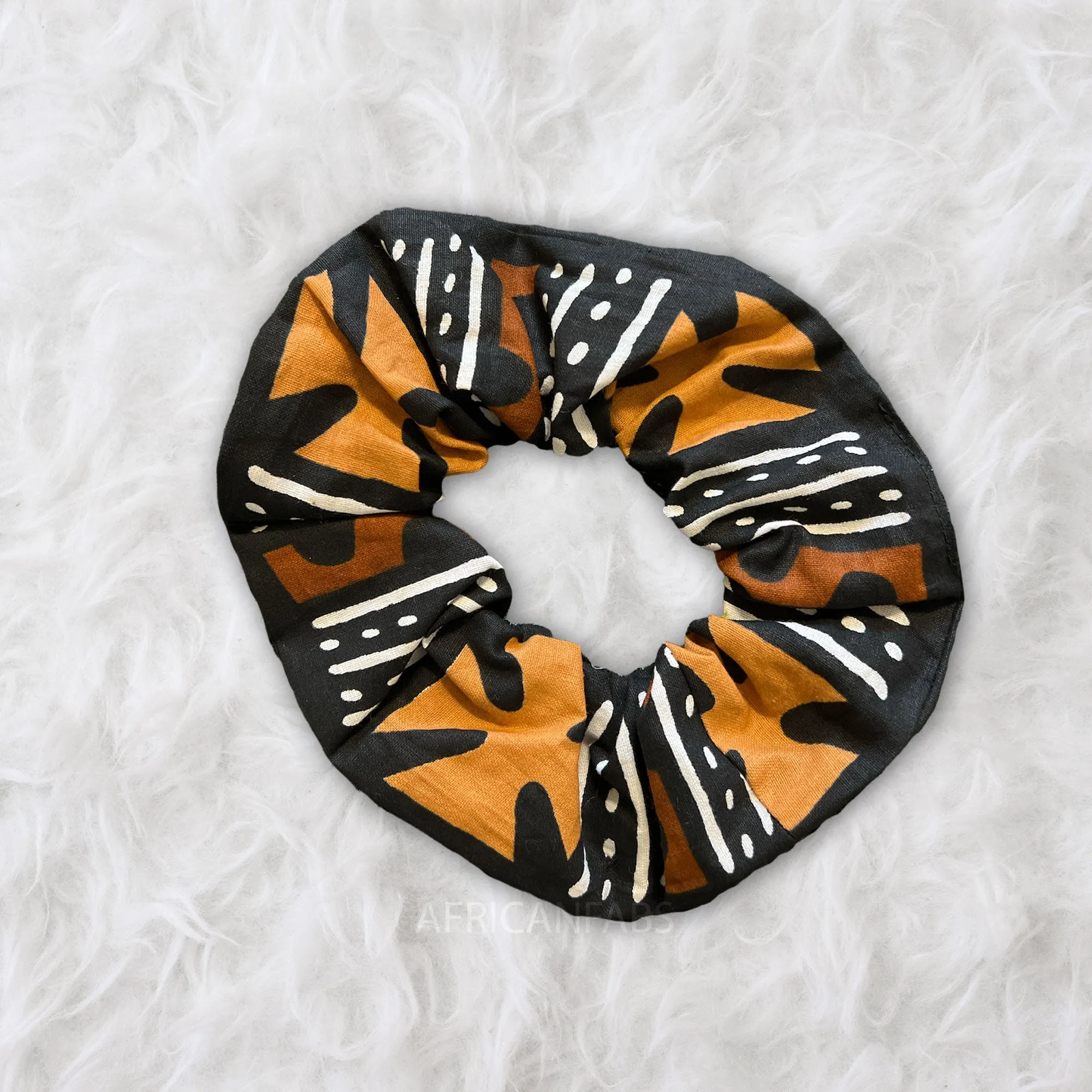 African print Scrunchie - XL Hair Accessories - Brown mud