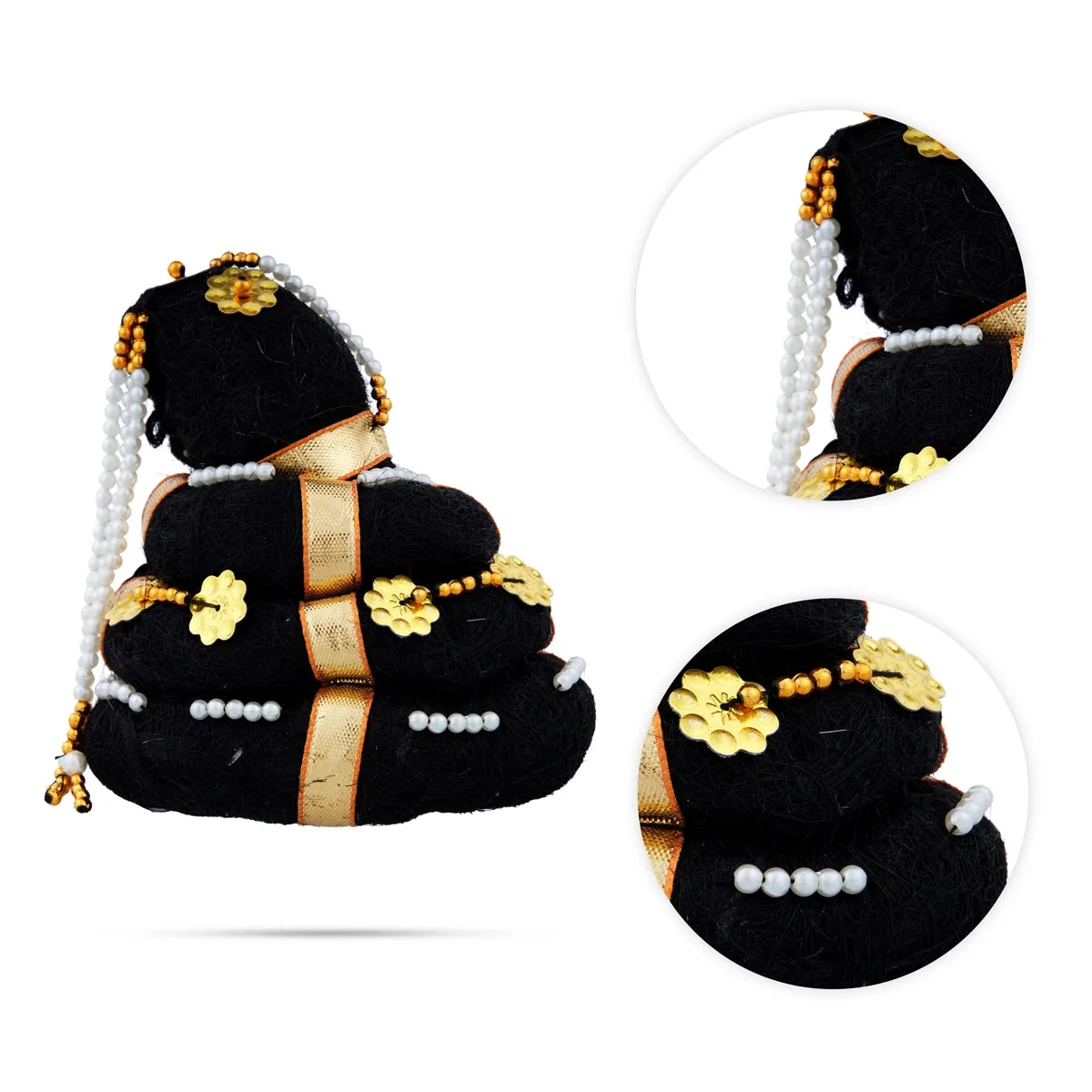 Andal Kondai - 4 Inches | Moti Beads Andal Kondai/ Ring Design Hair Bun/ Hair Accessory for Deity