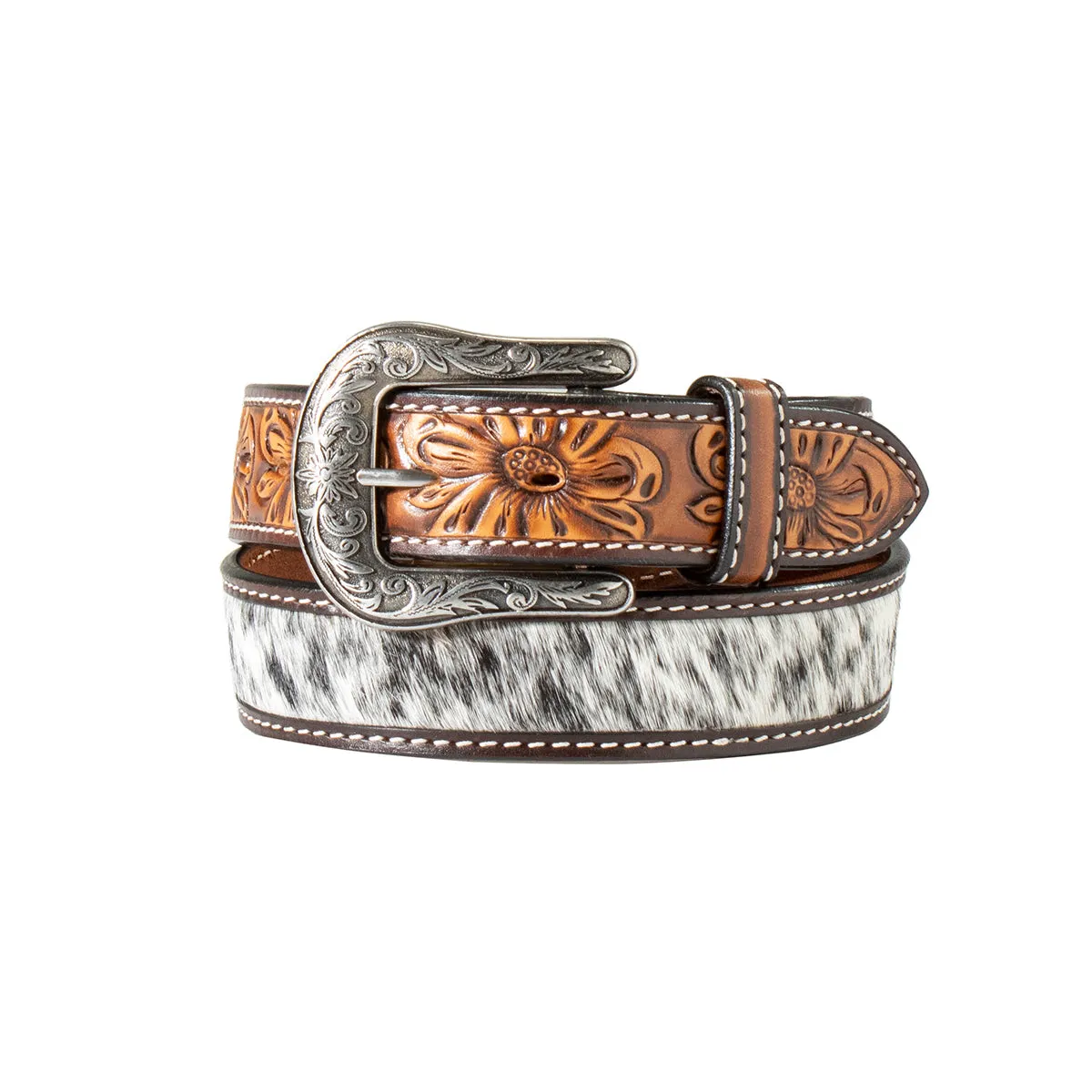 Angel Ranch Women's Spotted Calf Hair Sunflower Belt