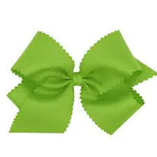 Apple Green scalloped edge grosgrain bow