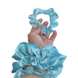 AQUA MERMAID STRETCH-SATIN | HAIR SCRUNCHIE | PONYTAIL HOLDER