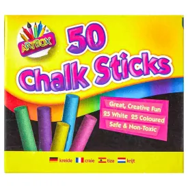 Artbox 50 Chalks Sticks Coloured & White