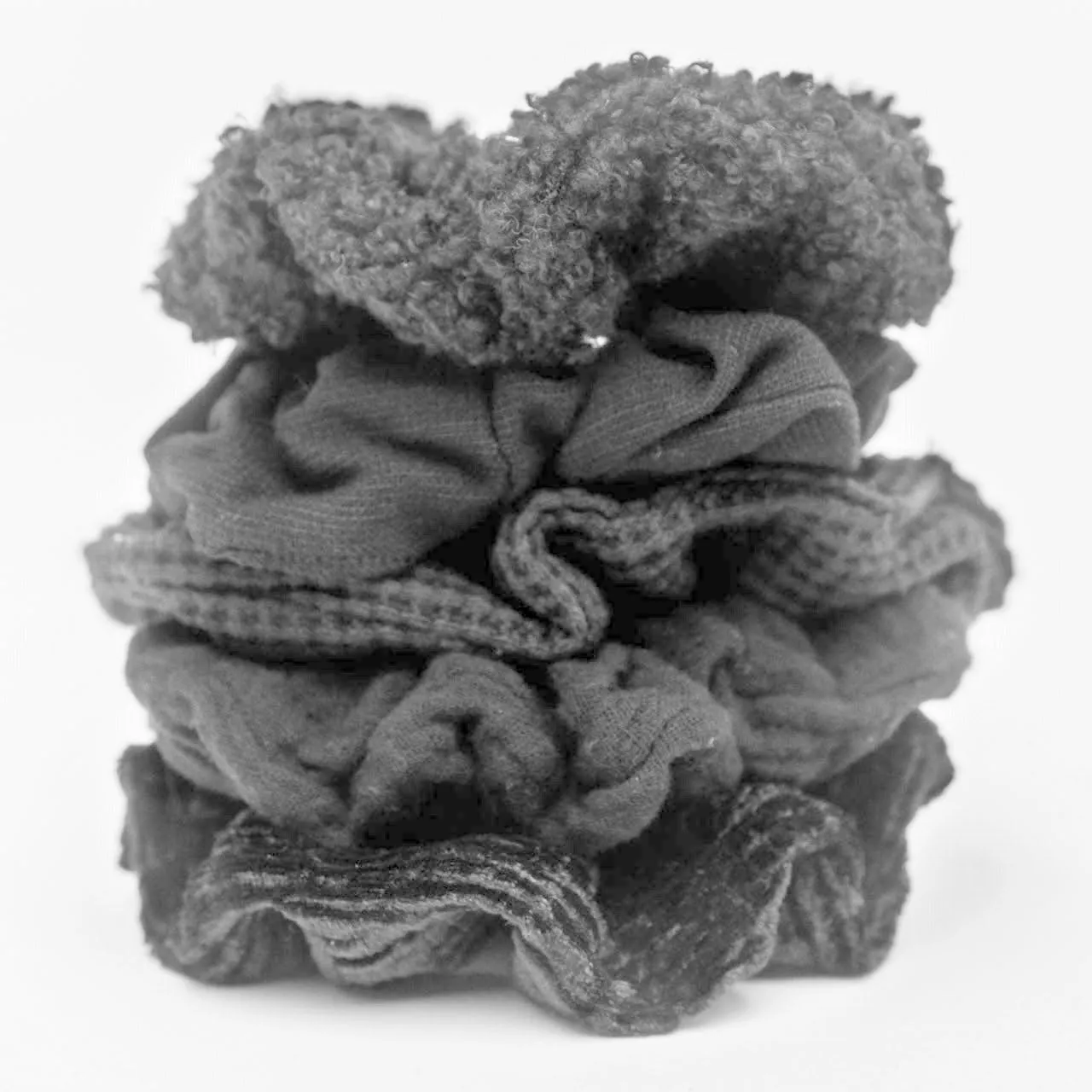 Assorted Textured Scrunchies 5pc - Black