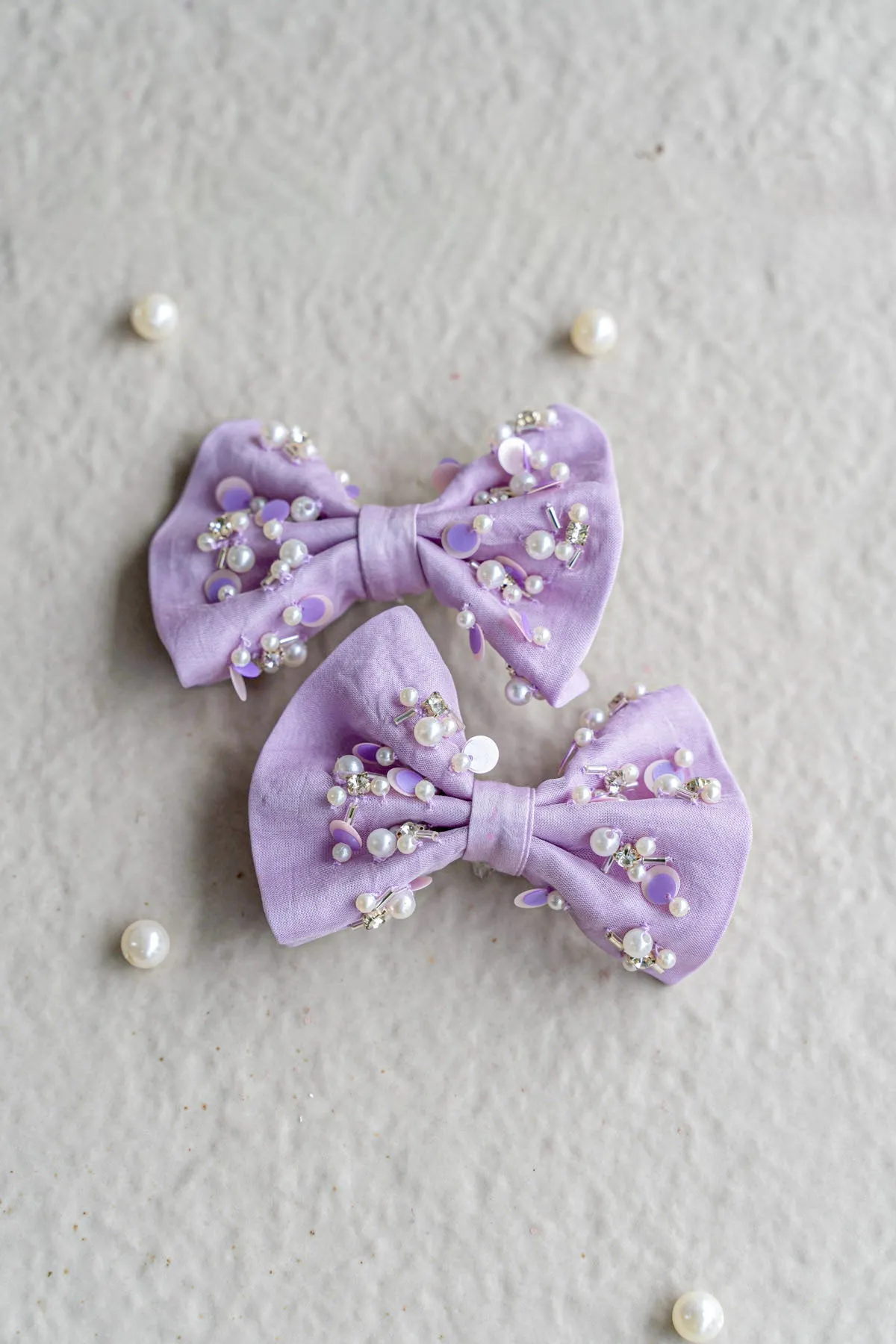 Astral-  Embroidered Pearl hairclips set of 2