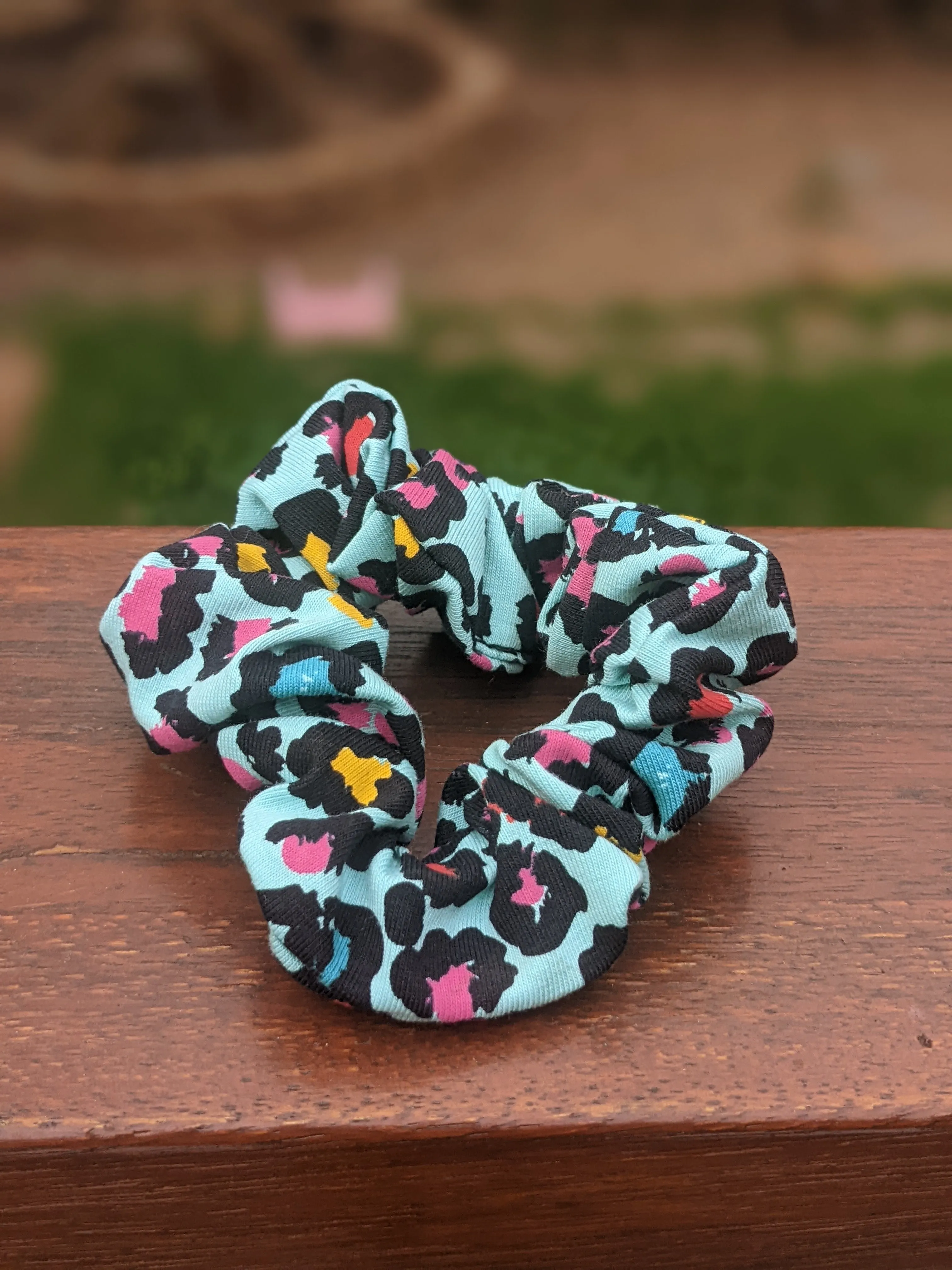 Australian made Scrunchie - (Green Leopard)