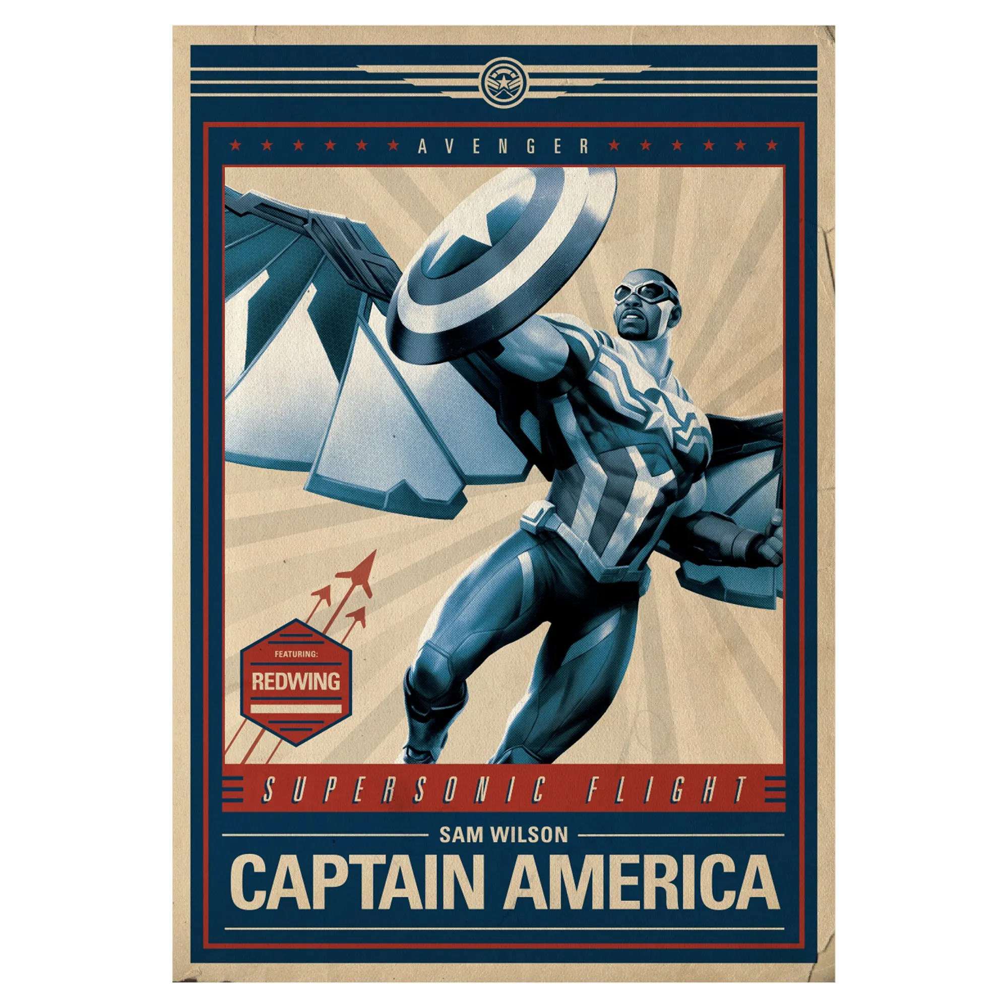 Avengers: Captain America (Sam Wilson) Retro Americana Mural        - Officially Licensed Marvel Removable Wall   Adhesive Decal