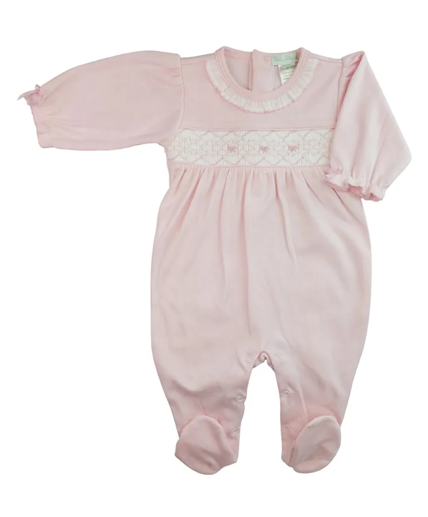 Baby Girl's Pink Smocked Bows Footie