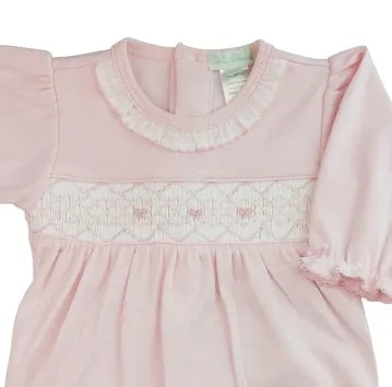 Baby Girl's Pink Smocked Bows Footie