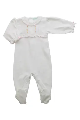 Baby Girl's White Footie with Pink Flowers