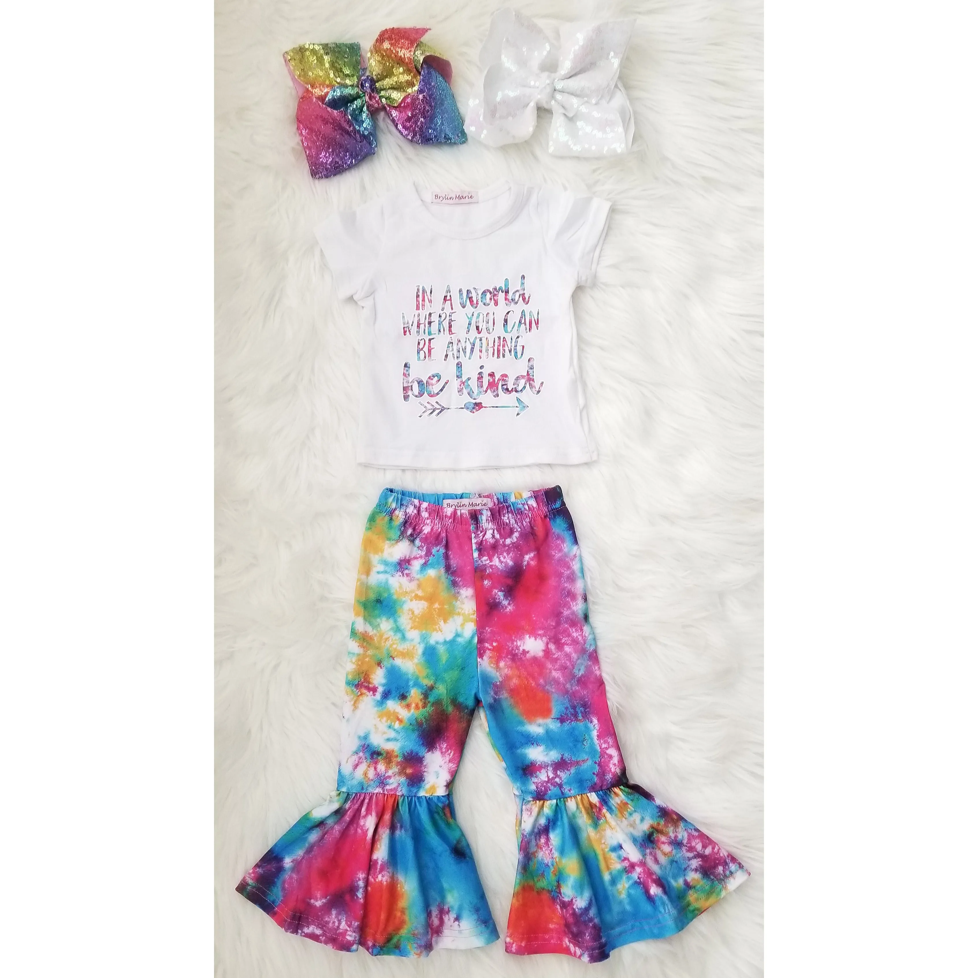 Be Kind Tie Dye Bell Bottom Set