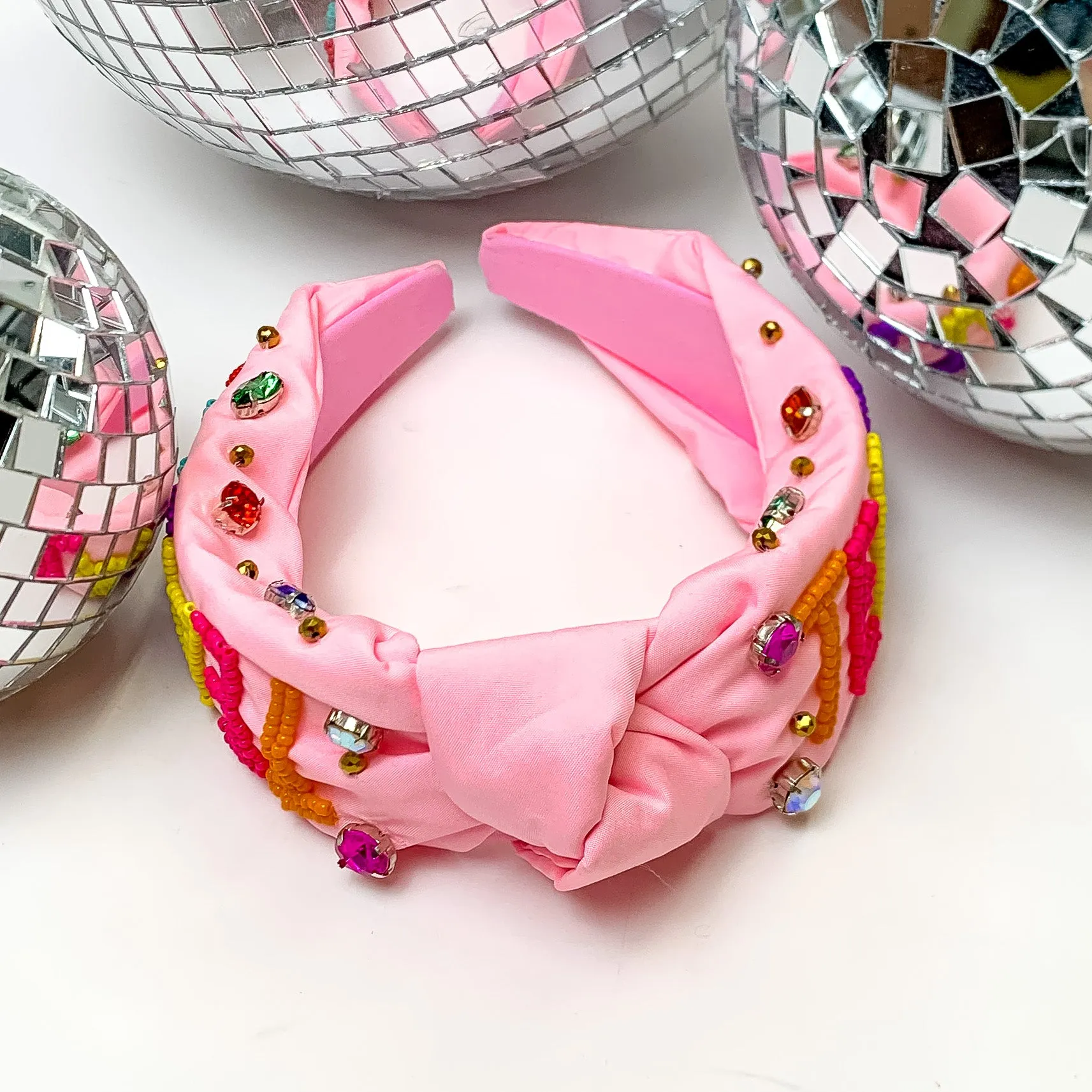 Beaded Multicolor Teacher Headband in Light Pink