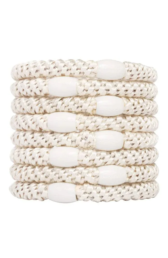 Beige Grab & Go Ponytail Holders - Set of 8