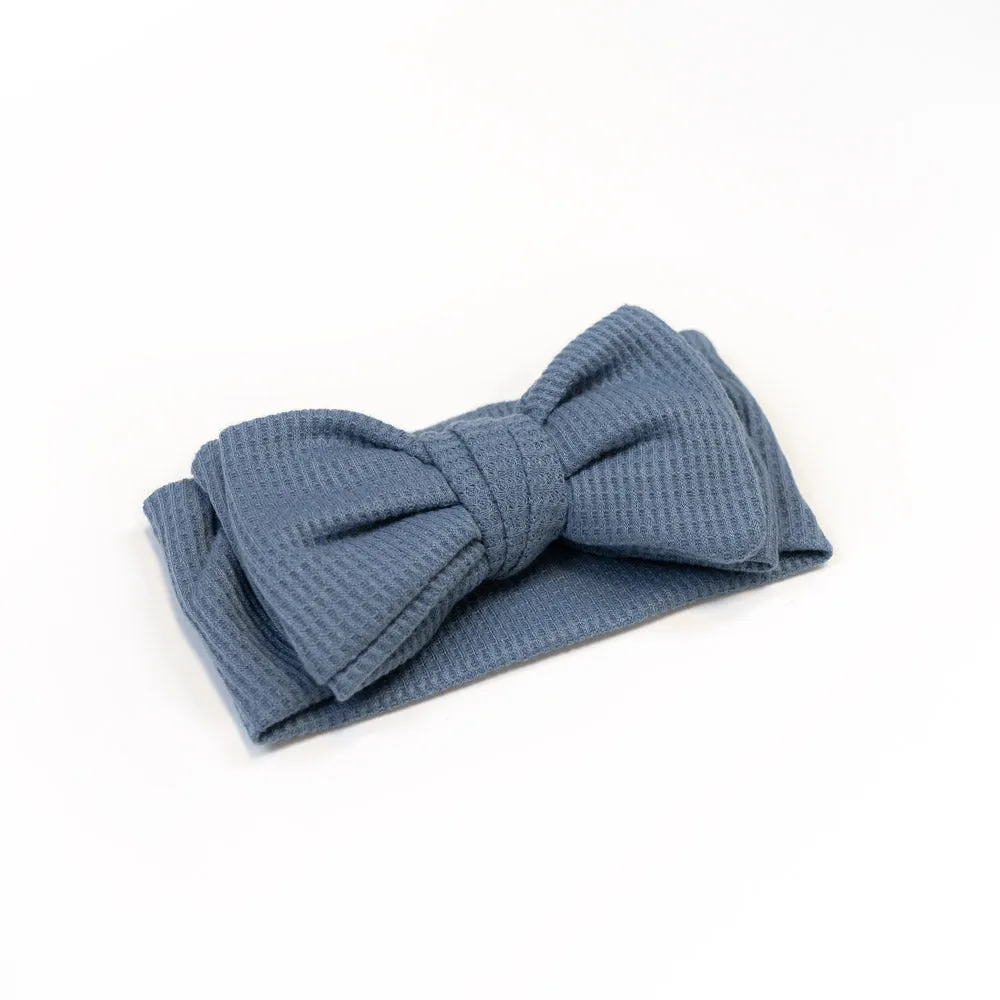 Big Waffle Bow Headband - Blueberry