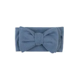 Big Waffle Bow Headband - Blueberry