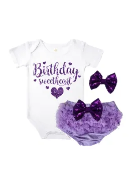 Birthday Sweetheart Purple Diaper Cover Outfit