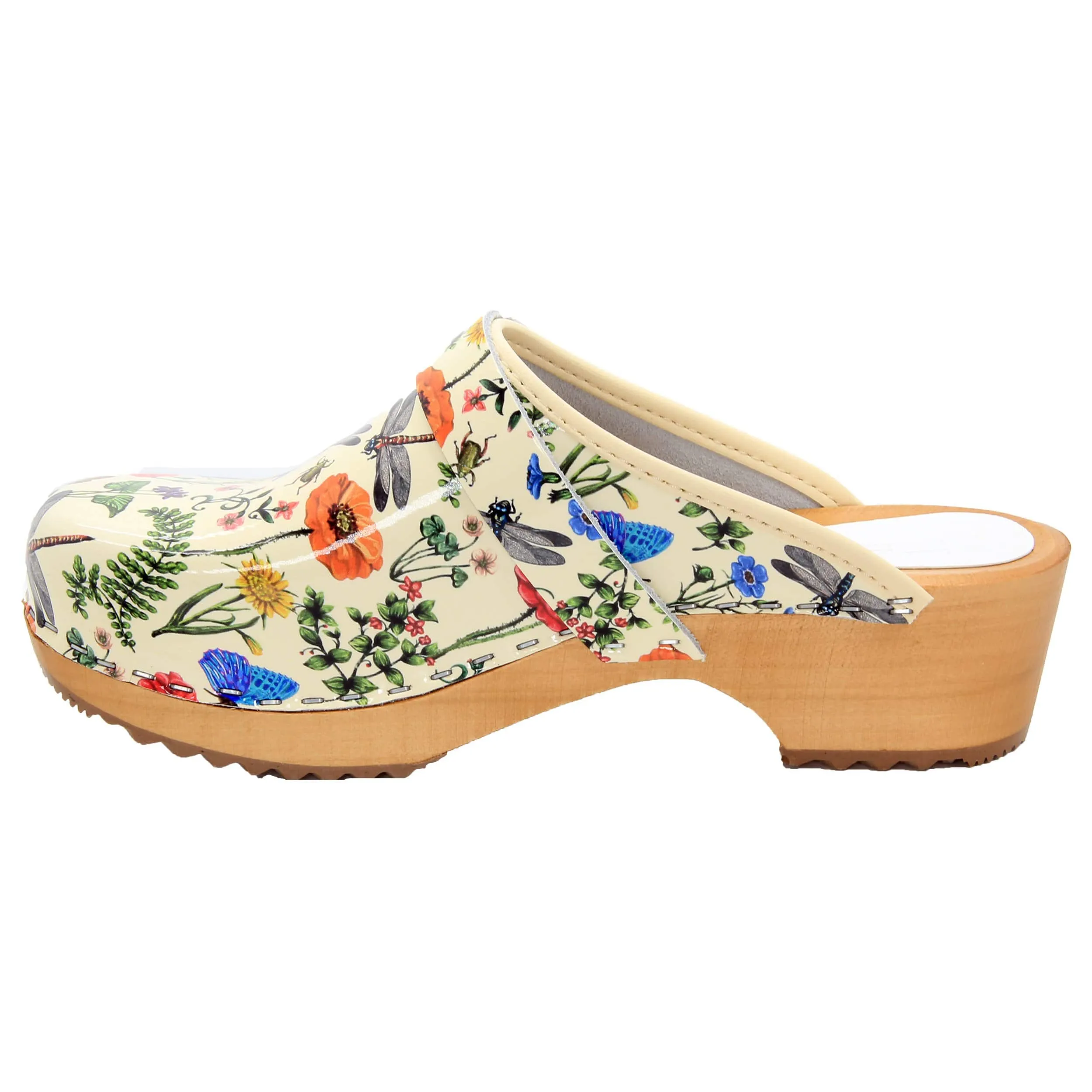 BJORK Dahlia Wood Open Back Leather Clogs