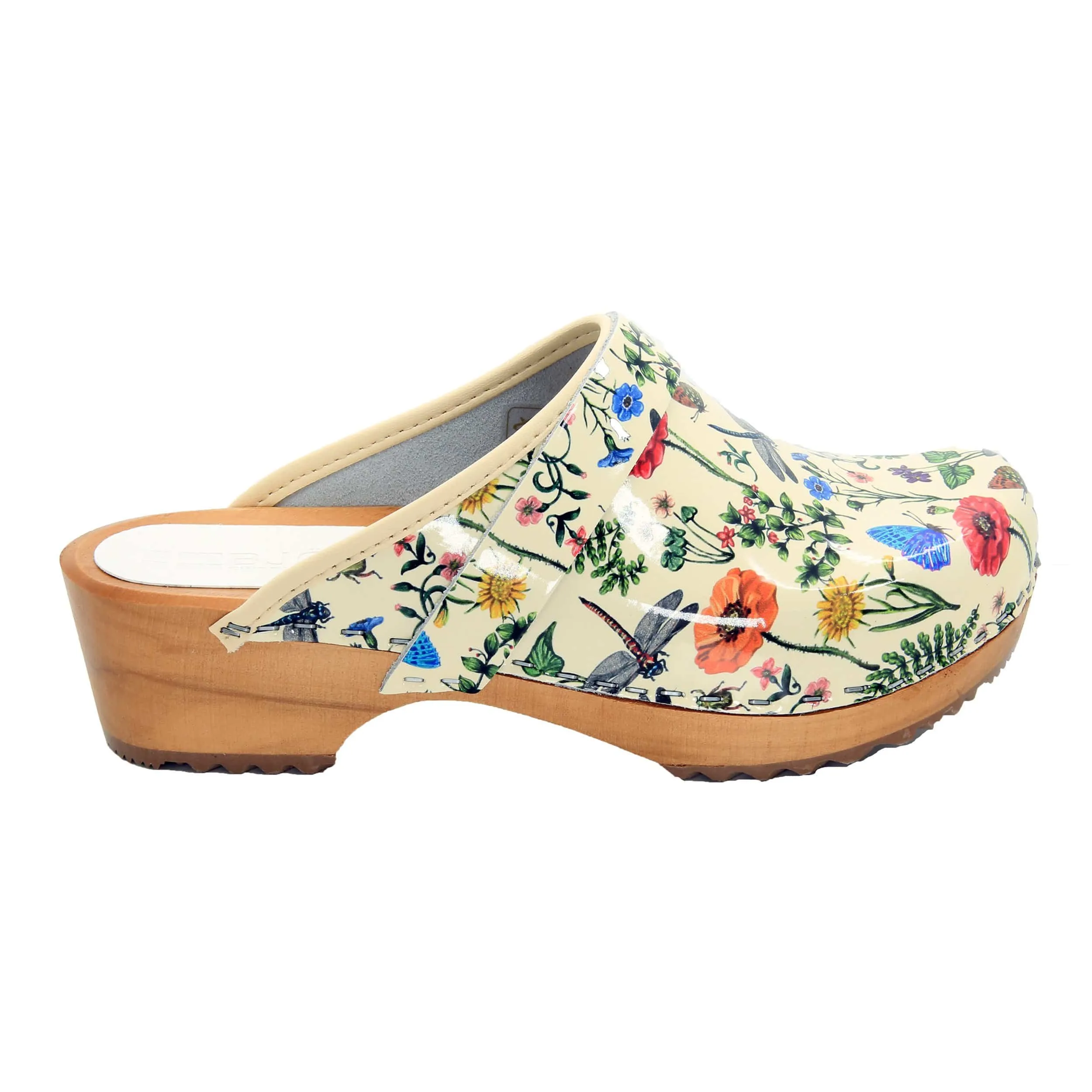 BJORK Dahlia Wood Open Back Leather Clogs