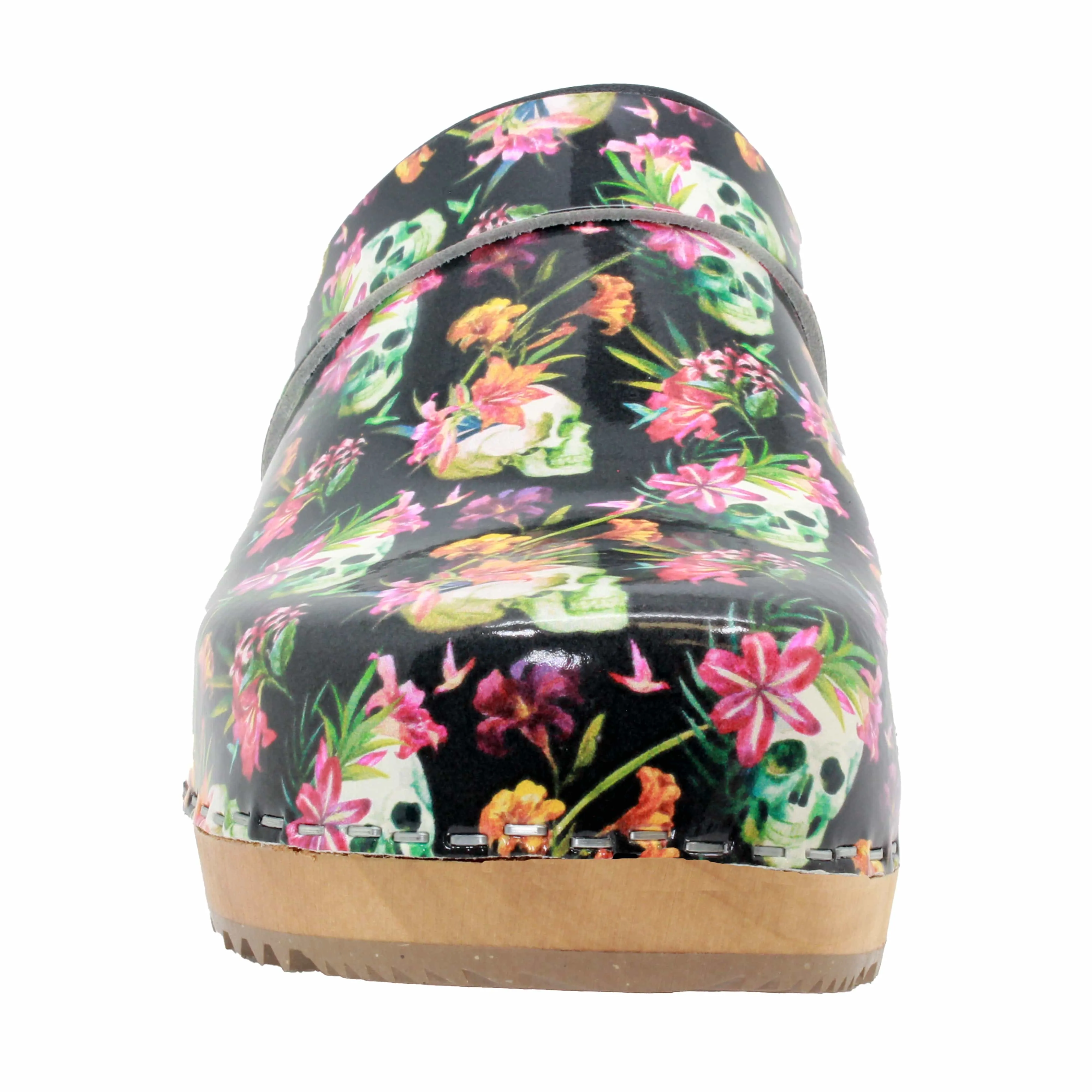 BJORK Maja Wood Moa Printed Leather Clogs