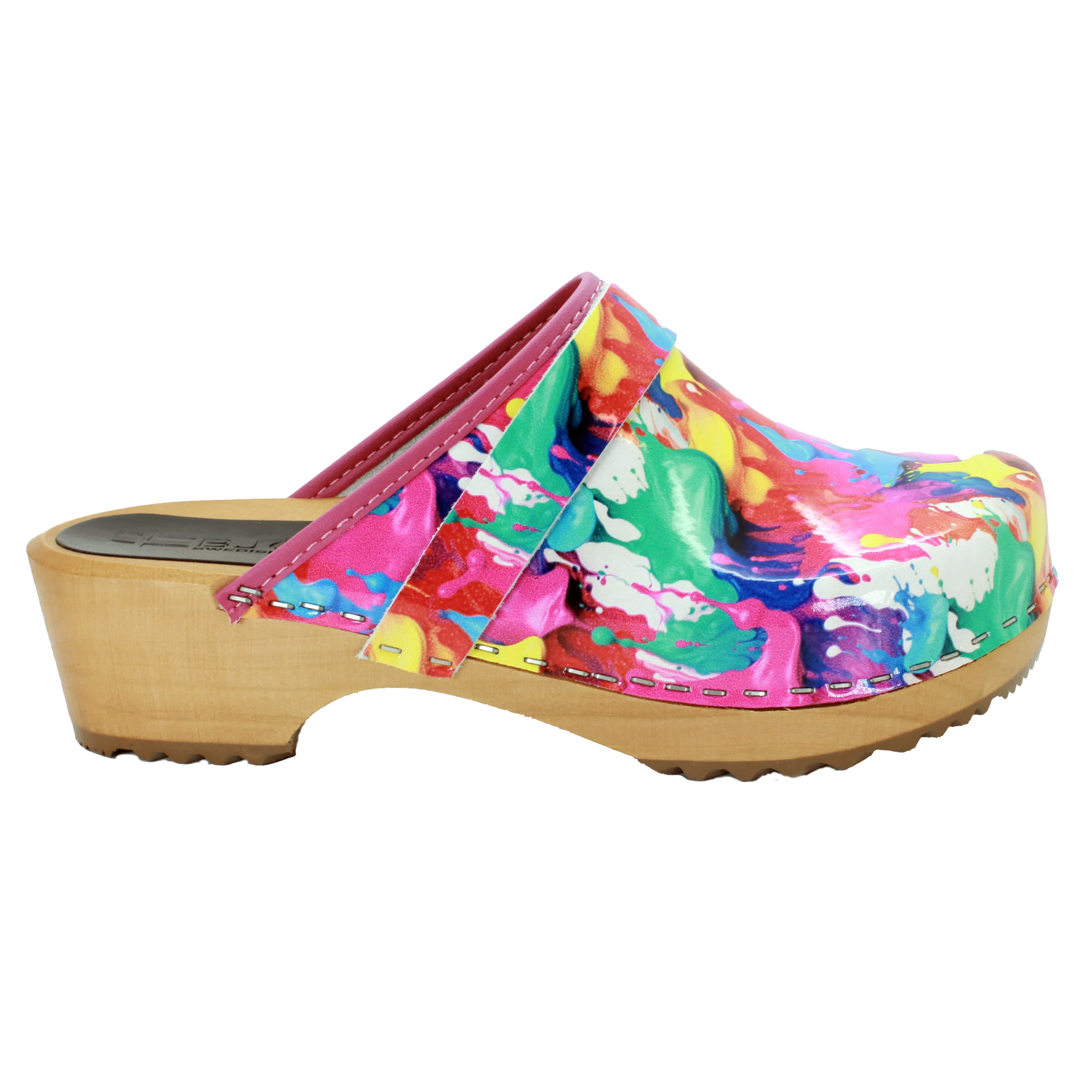 BJORK Maja Wood Splat Leather Clogs