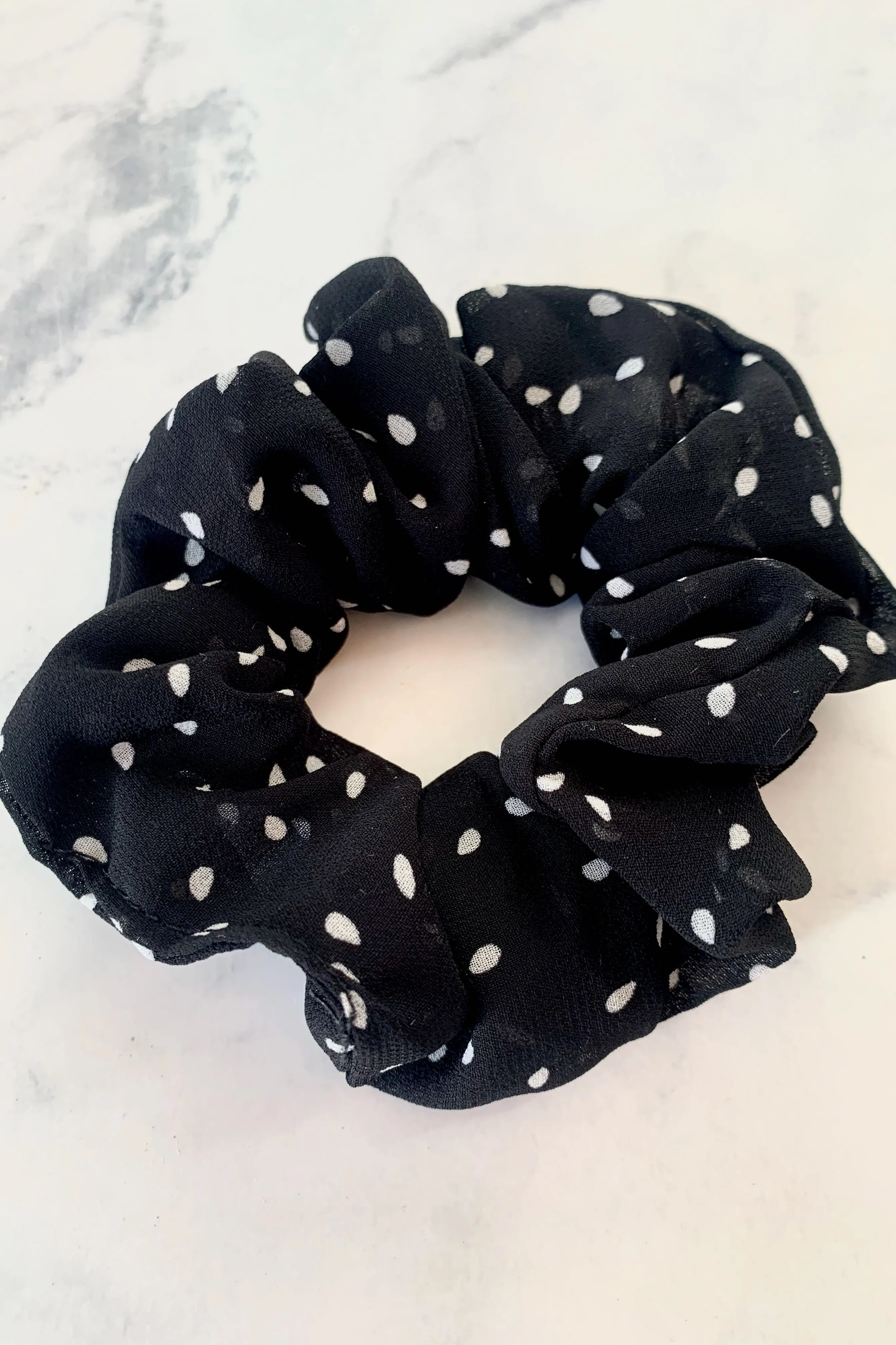 Black and white Polka Dot Hair Scrunchie