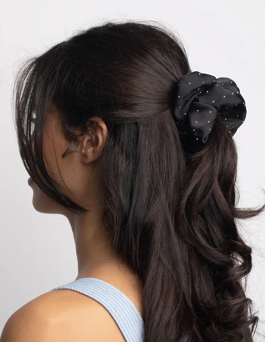 Black Diamante Scrunchie