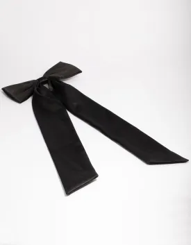 Black Fabric Relaxed Statement Hair Bow Clip