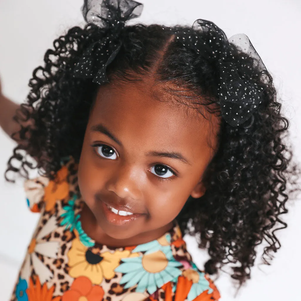 Black Mini Tulle Bow Hair Clips