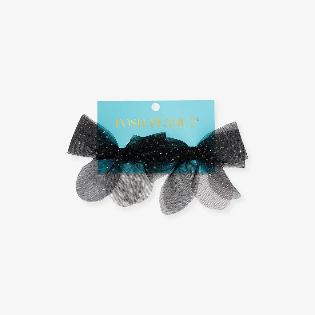 Black Mini Tulle Bow Hair Clips