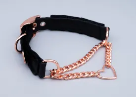 Black Petite Heart Martingale Collar