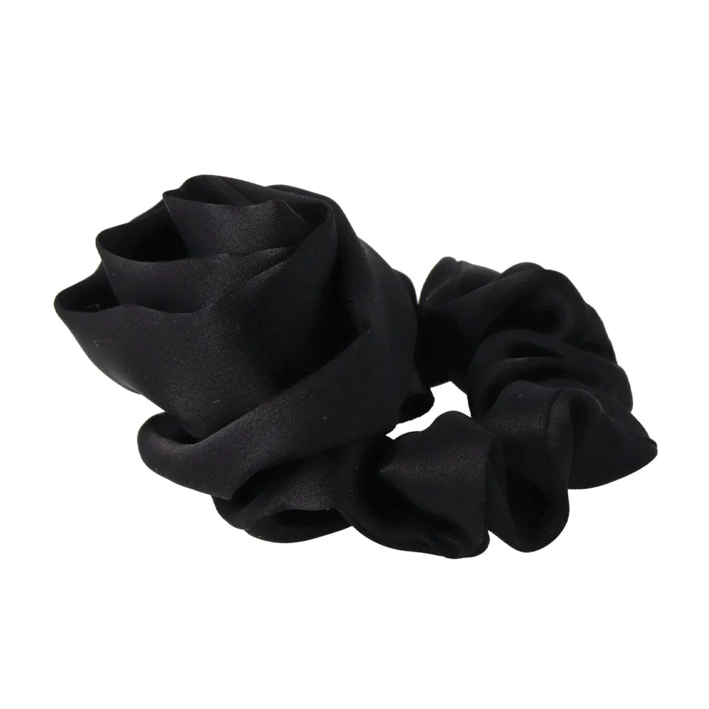 Black Ribbon Rose Scrunchie