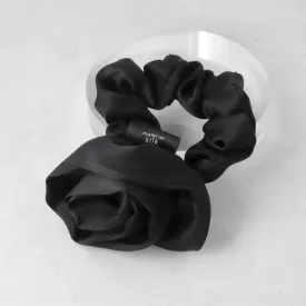 Black Ribbon Rose Scrunchie